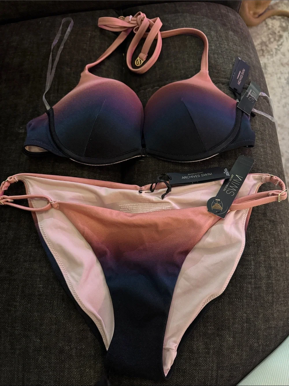 Victoria's Secret Ombre Push-Up Bikini Set - Pink, Navy